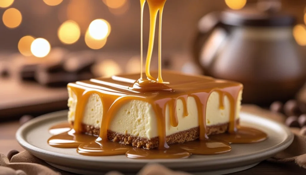 A delicious carmal delight served over a dessert.