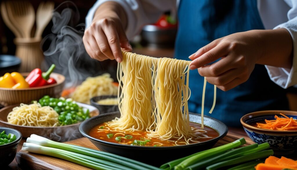 A step-by-step guide to making Mongolian noodles with fresh ingredients.