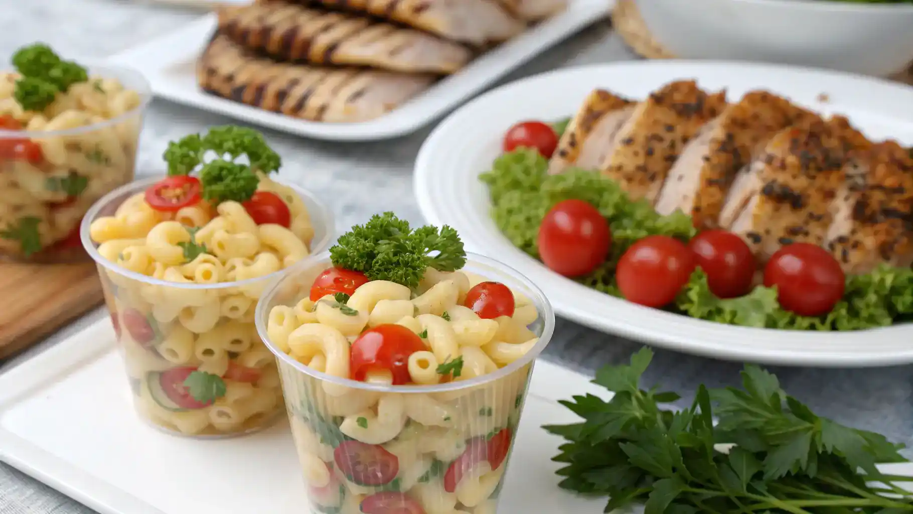 Serving suggestions for macaroni salad.