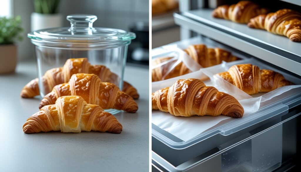 Proper storage methods for croissants to keep them fresh.