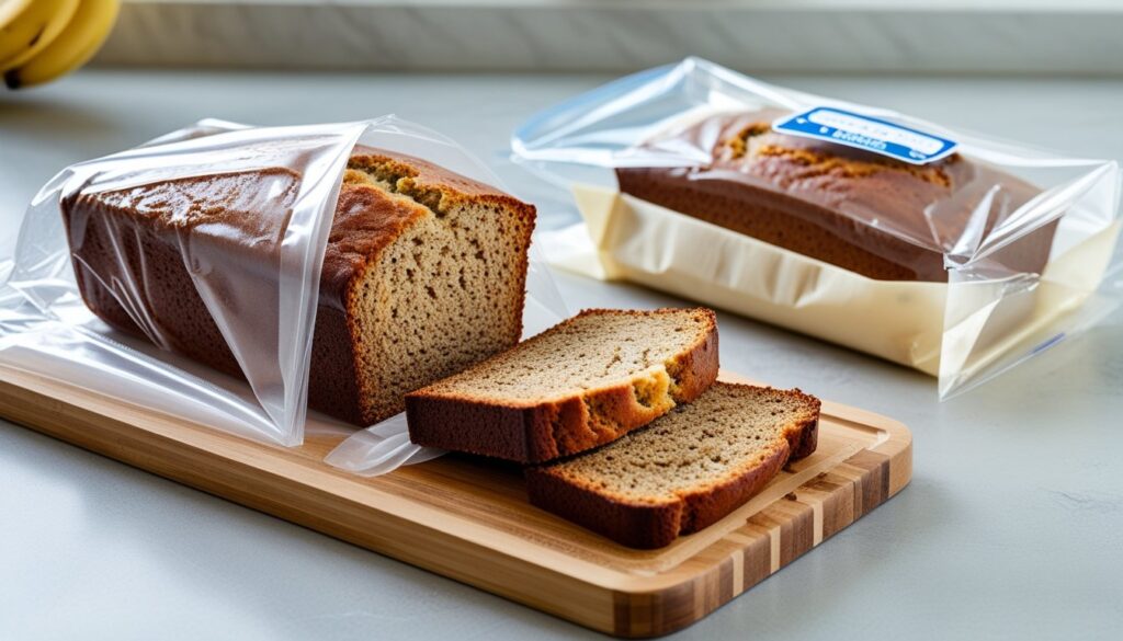 Storage methods for healthy banana bread including wrapping and freezing.