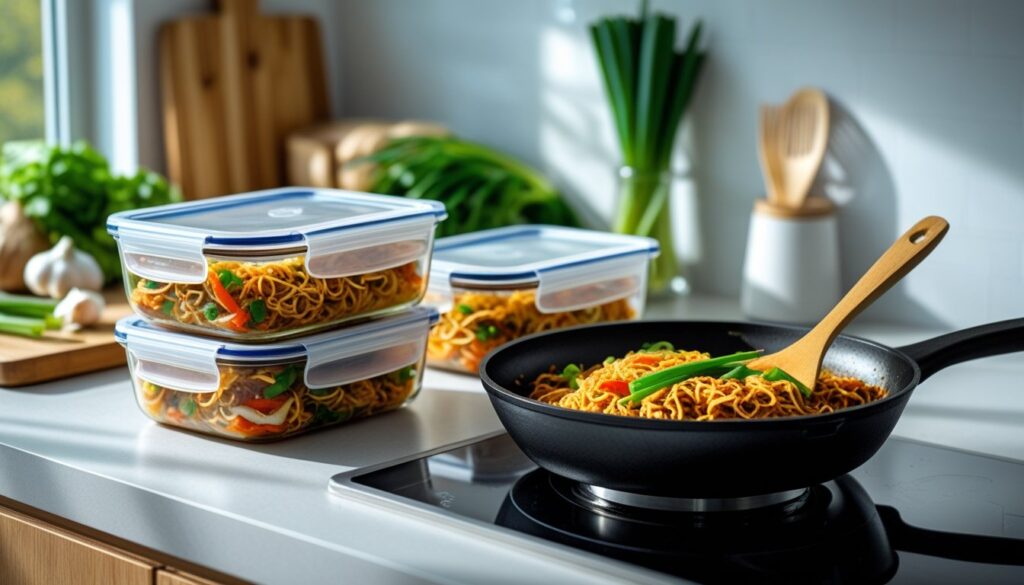 Storage and reheating tips for leftover Mongolian noodles.