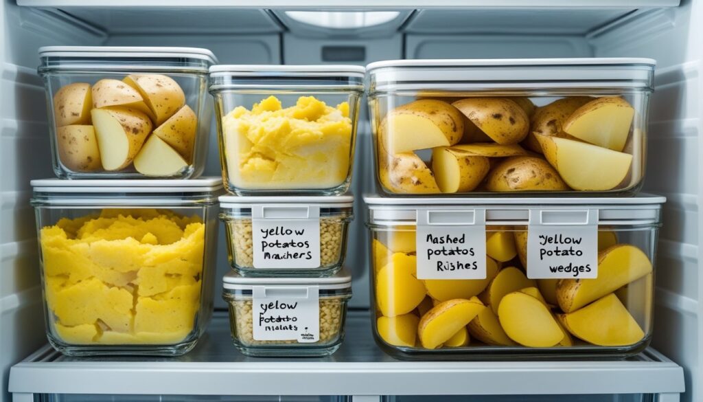 Proper storage methods for yellow potato leftovers.