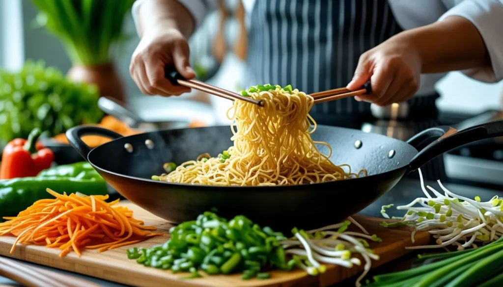 Pro tips for making Hakka noodles with fresh ingredients.
