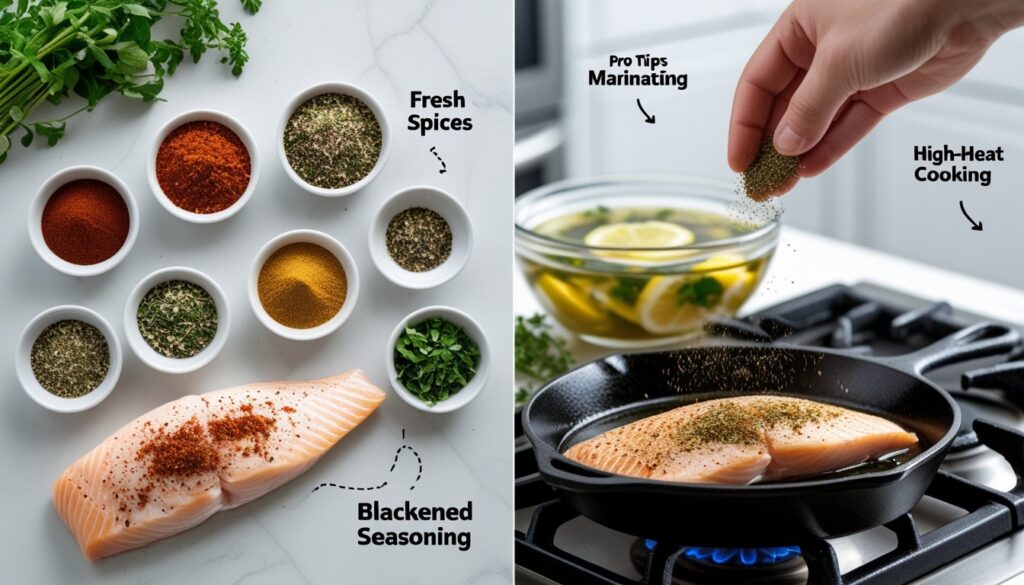 Tips for making the best blackened seasoning, including using fresh spices and marinating.