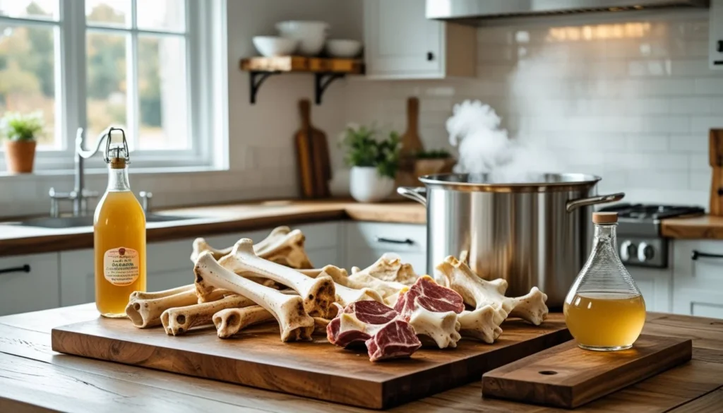 Pro tips for making bone broth, including high-quality ingredients and cooking techniques.