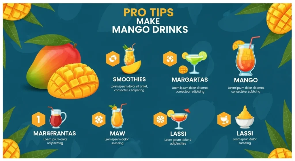 Pro tips for making the best drinks with mango, illustrated with engaging graphics.