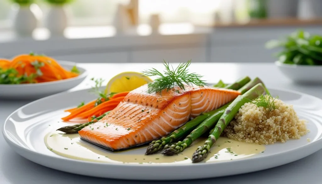 Salmon HelloFresh dish with colorful sides, representing the ultimate dinner recipe.