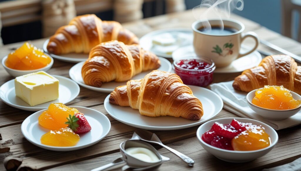 Delicious ways to serve croissants with butter and preserves.