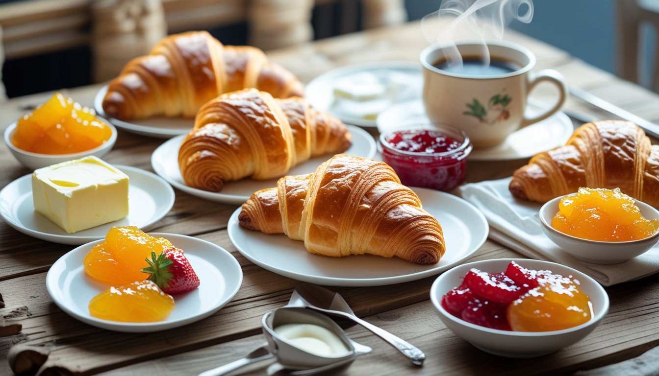 Delicious ways to serve croissants with butter and preserves.