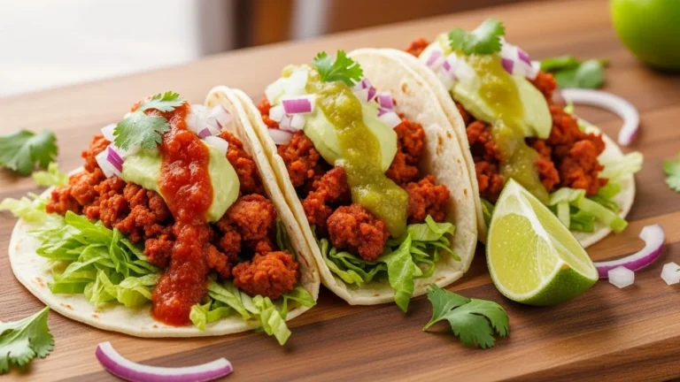 Delicious chorizo tacos served with fresh toppings.