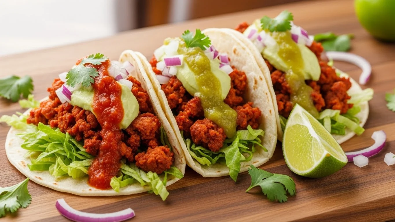 Delicious chorizo tacos served with fresh toppings.
