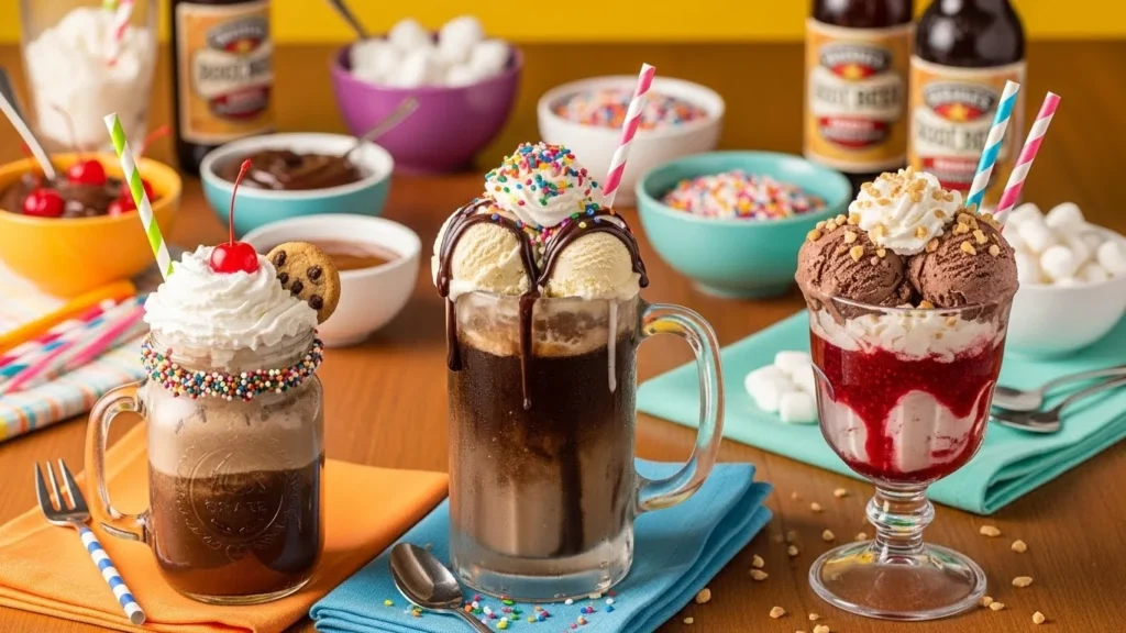 Creative serving suggestions for root beer floats.