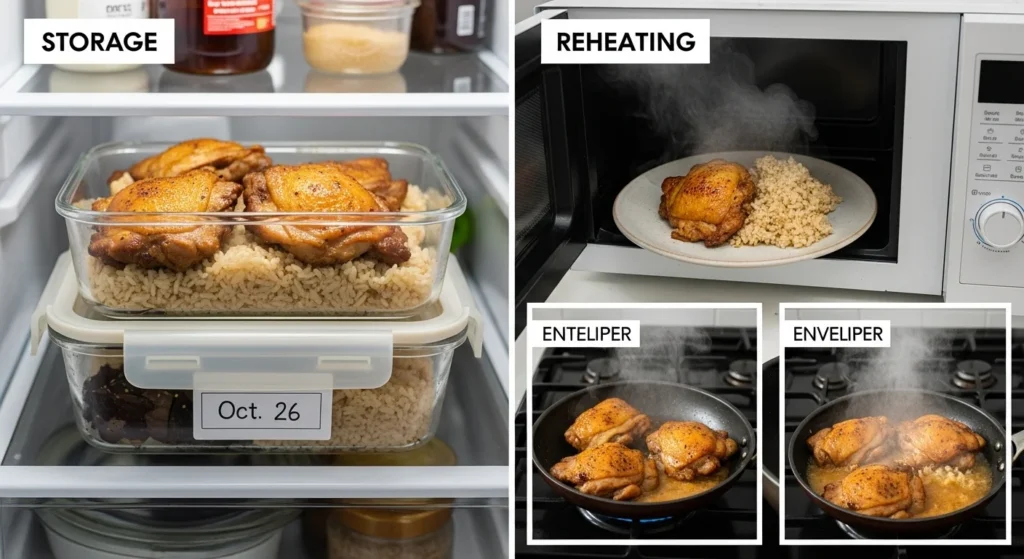 Storage and reheating tips for leftover miso chicken.
