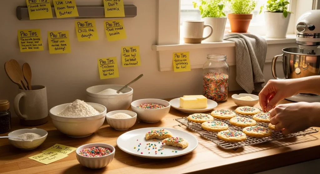 Pro tips for making the best confetti cookies.