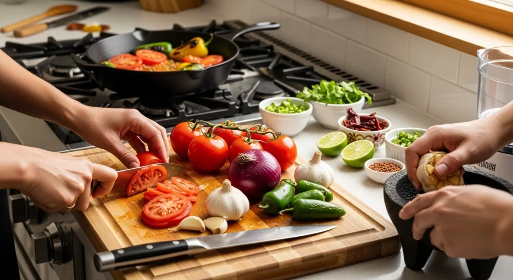 Pro tips for making salsa roja with fresh ingredients.