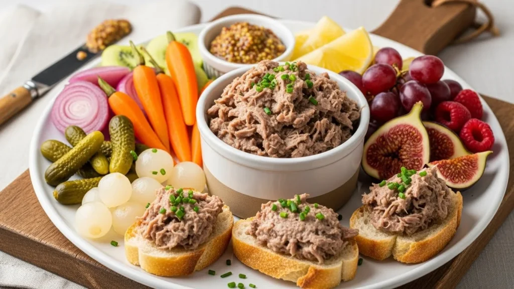 Creative serving ideas for duck rillettes.