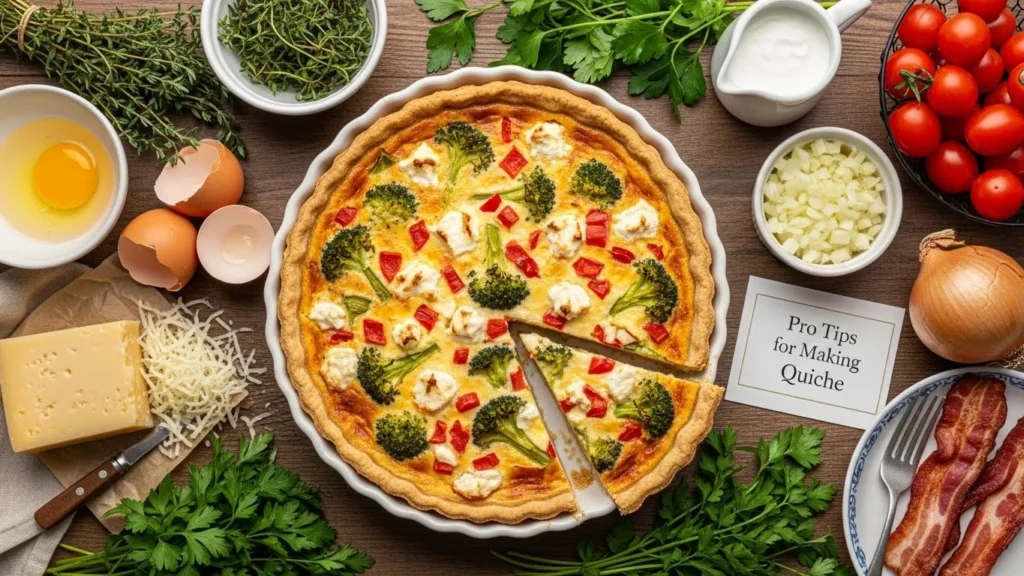 Pro tips for making quish, including fresh ingredients and cheese.