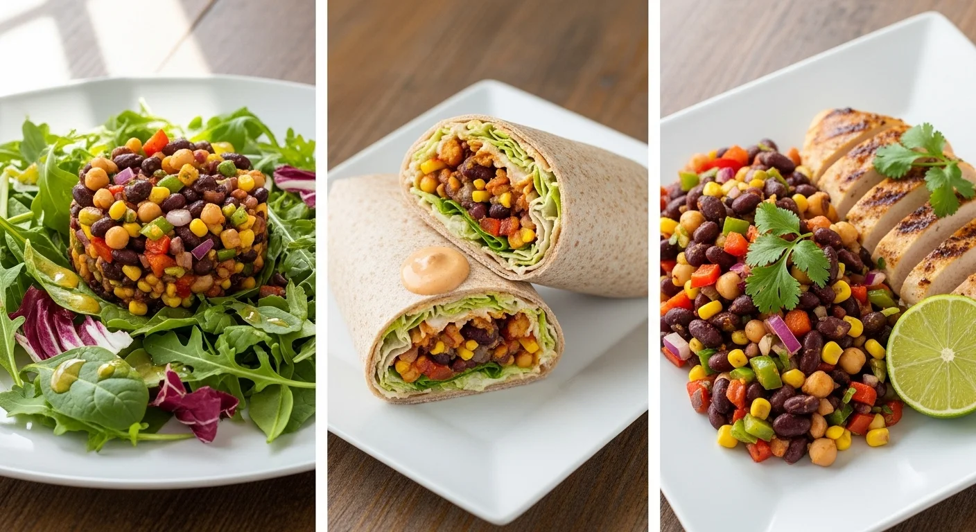 Different ways to serve Dense Bean Salad.