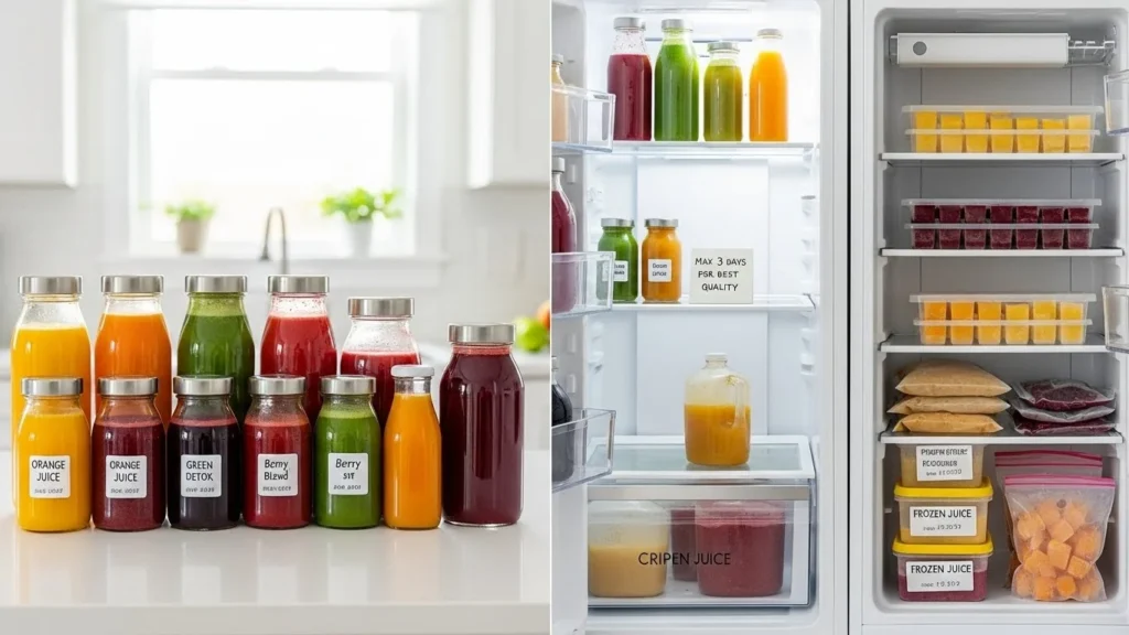 Proper storage methods for fresh juice.