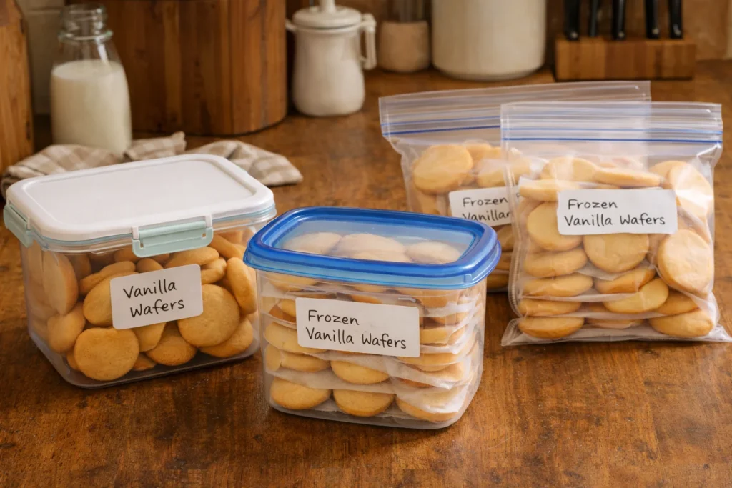 Storage tips for vanilla wafers.