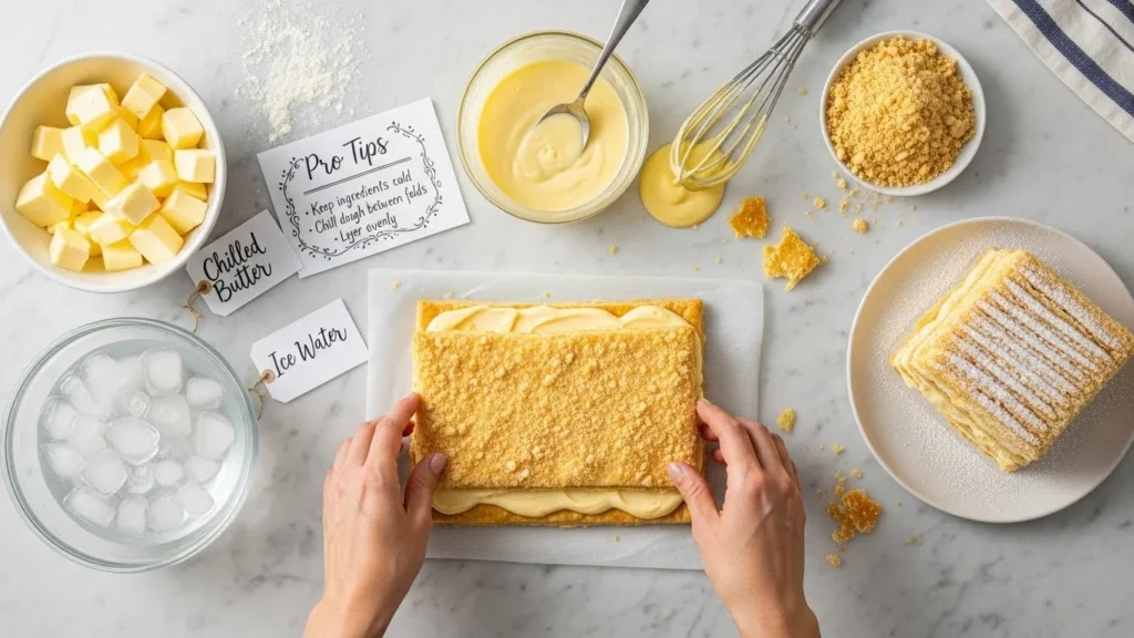 Pro tips for making the perfect Napoleon cake.