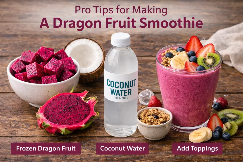 Pro tips for making the perfect Dragon Fruit Smoothie.
