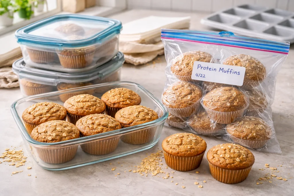 Storage tips for protein muffins.
